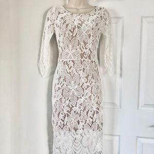 White Lace Mid Length Dress